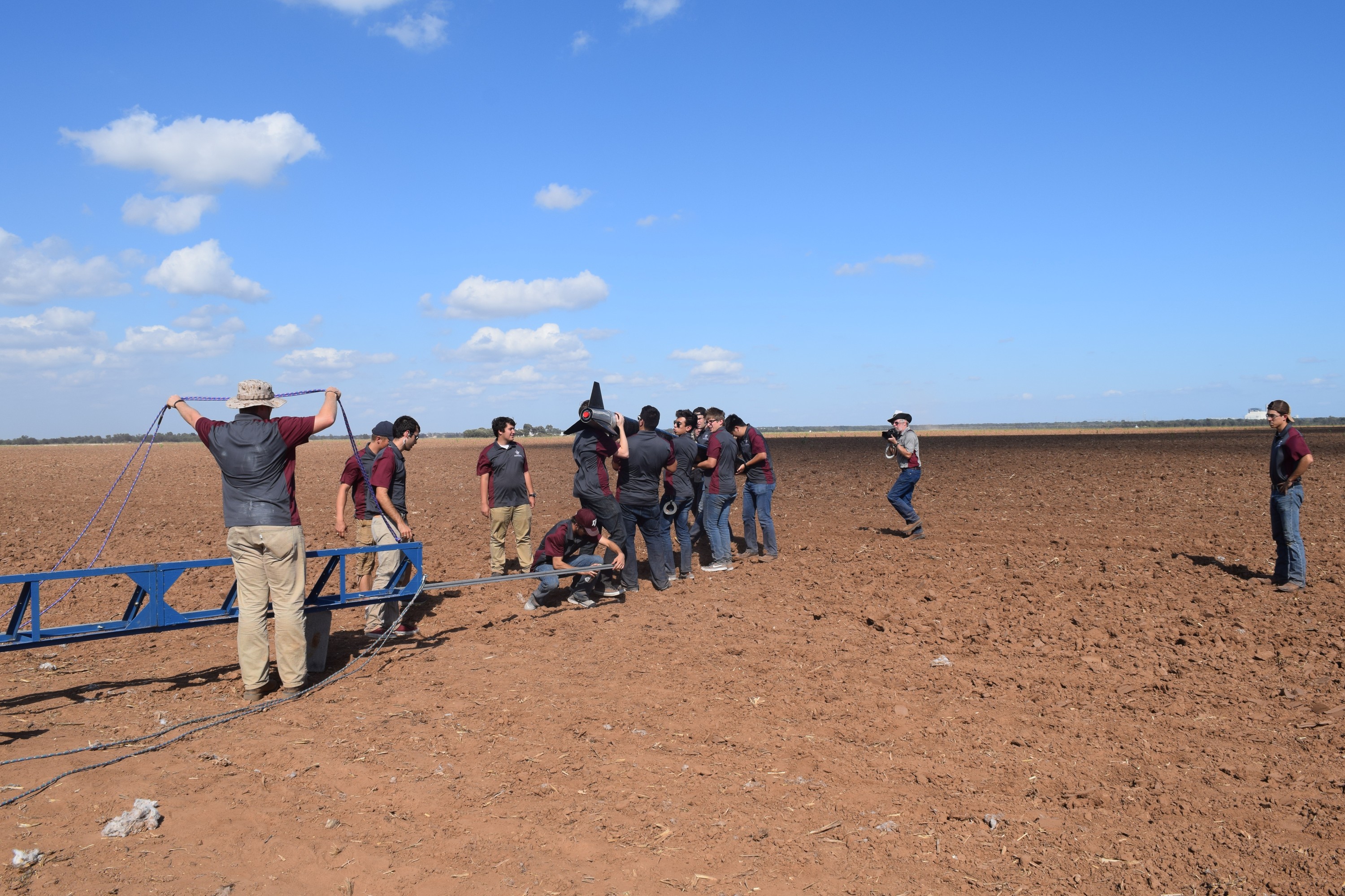 SRT members preparing Daedalus beside the launch rail